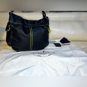NWT PRADA vintage Semitracolla Buffalo Punched Buffalo hide large hobo.